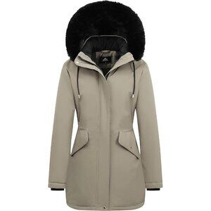 Women's Long Winter Down Coat Thicken Fleece Lined Parka Warm Puffer Jacket With